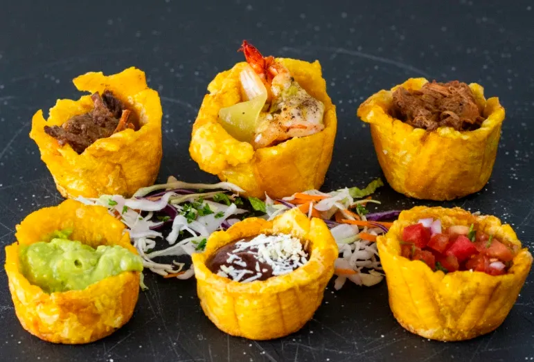 Fried Stuffed Green Plantain Baskets